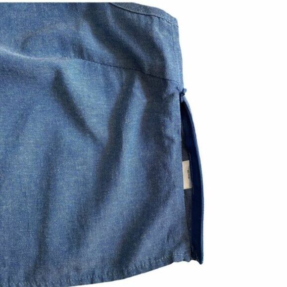 Pomelo Blue Square Neck Denim Chambray Sleeveless Cropped Tank Top US L - Picture 7 of 9